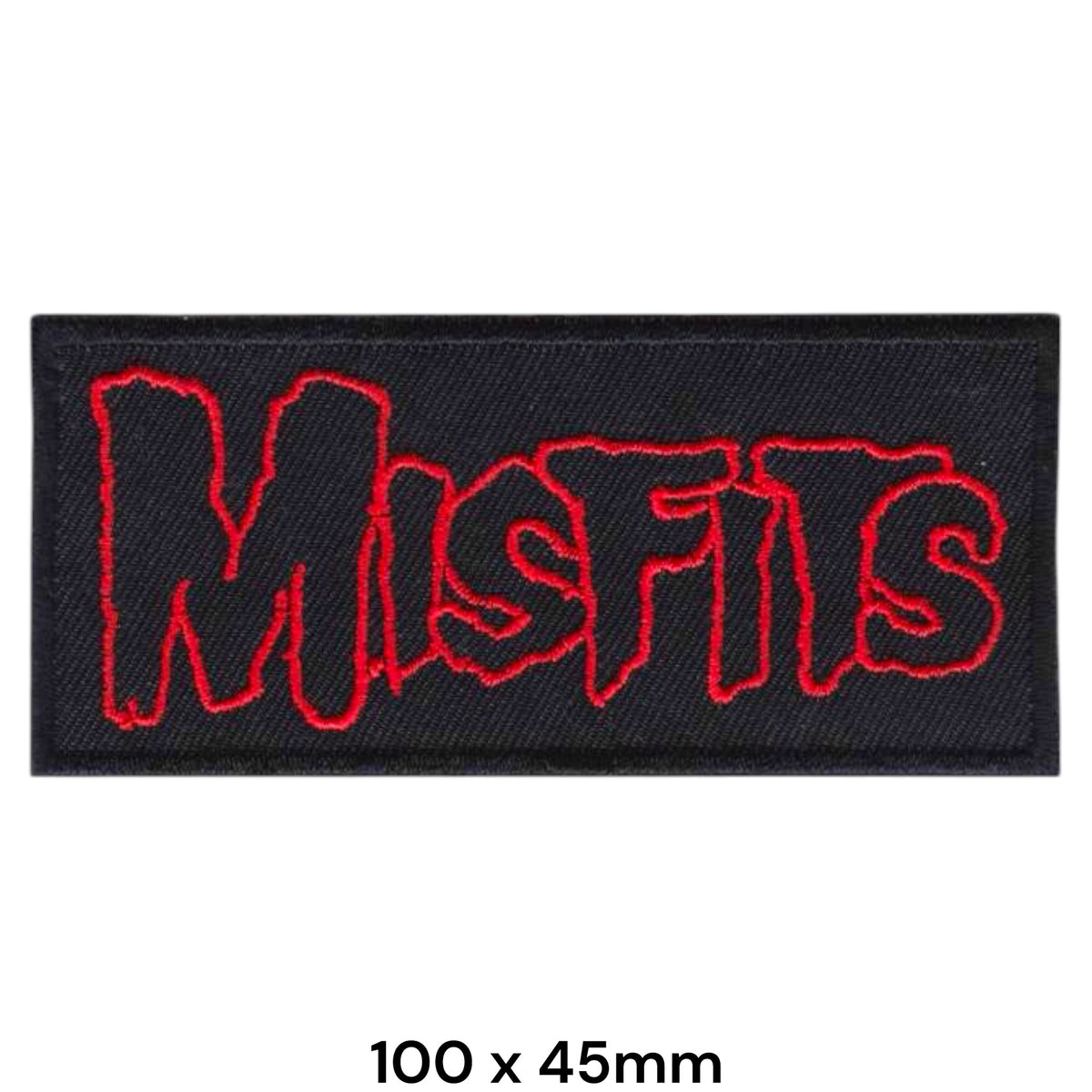 Misfits Logo Name Strip Patch Red Outline Black Embroidered 100x45mm