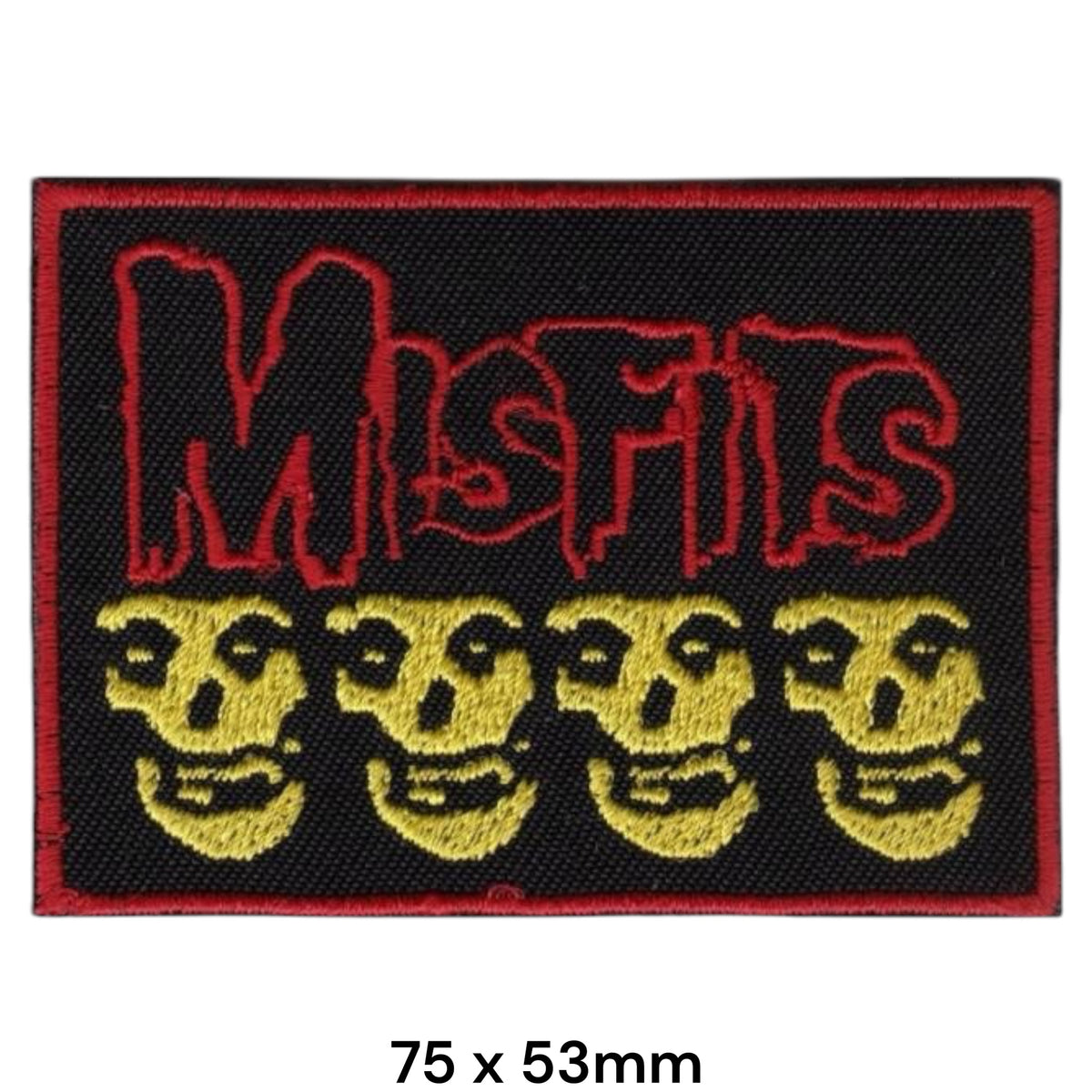 Misfits Four Skulls Yellow Red Black Embroidered Patch 75x53mm