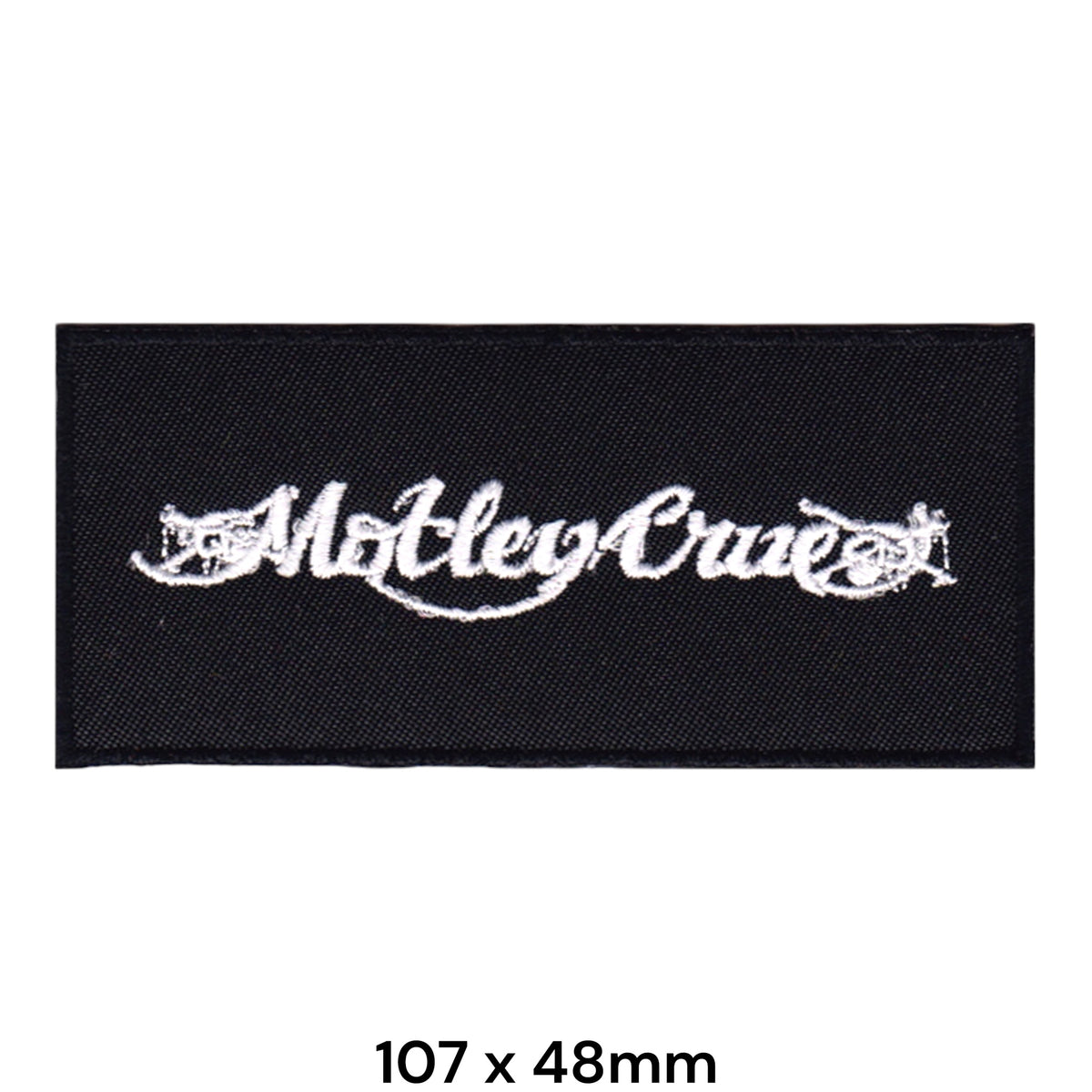 Mötley Crüe Logo Script White Black Embroidered Patch 107x48mm
