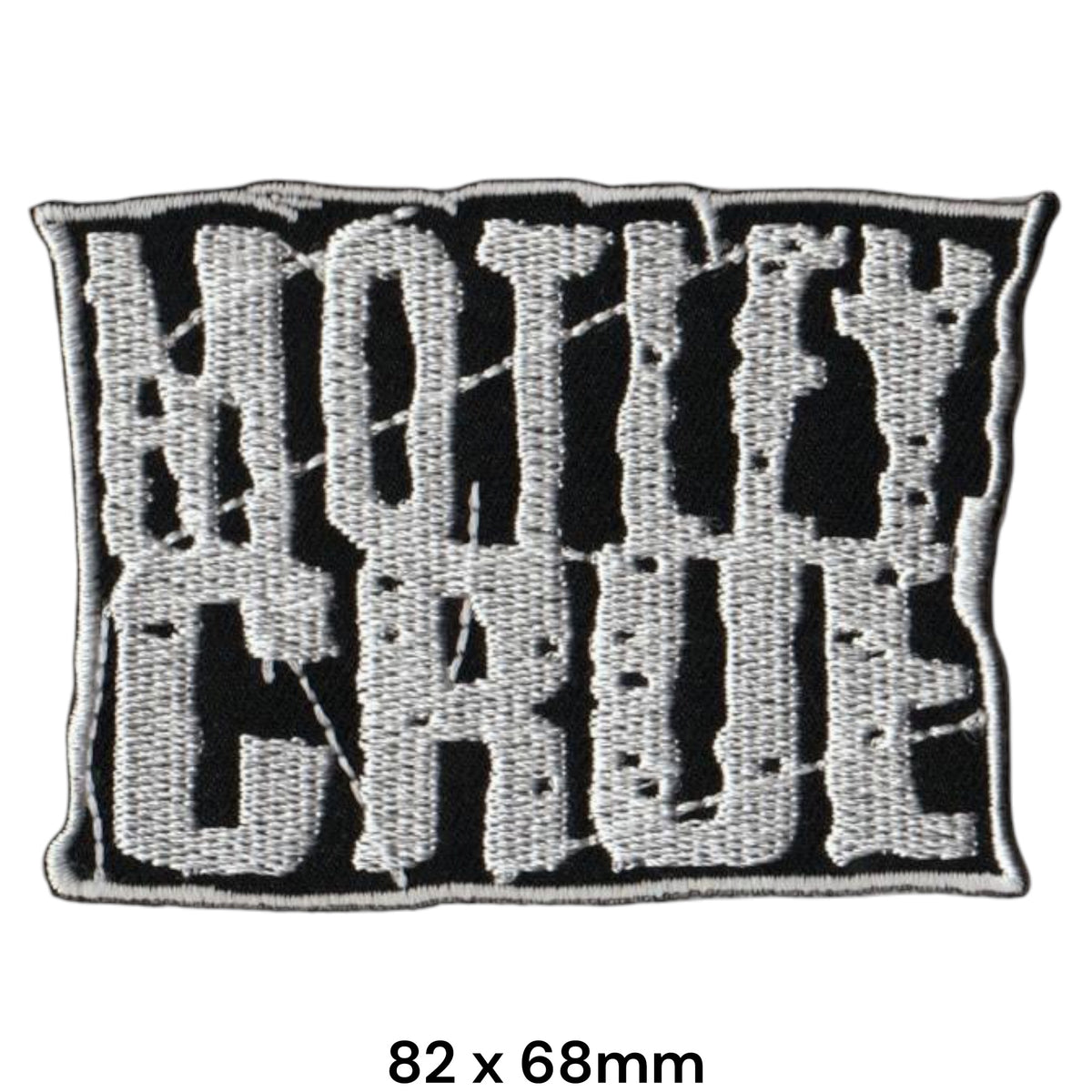 Mötley Crüe Stacked Logo Patch White Silver Black Embroidered 82x68mm