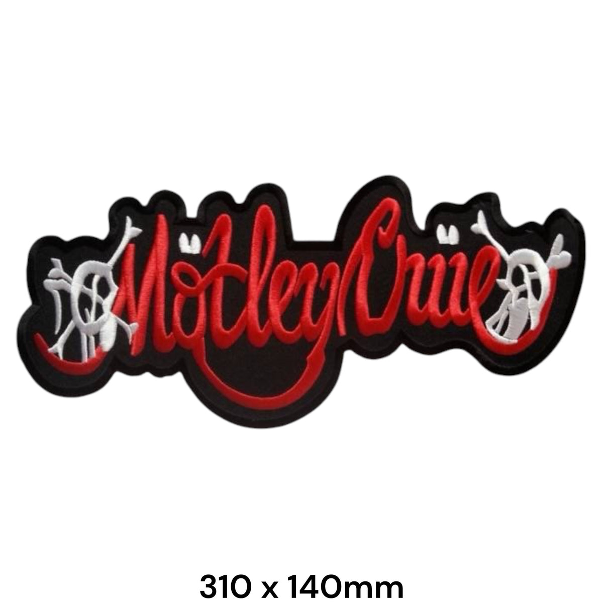 Mötley Crüe Script Skulls XXL Back Patch Red White Black Embroidered 310x140mm