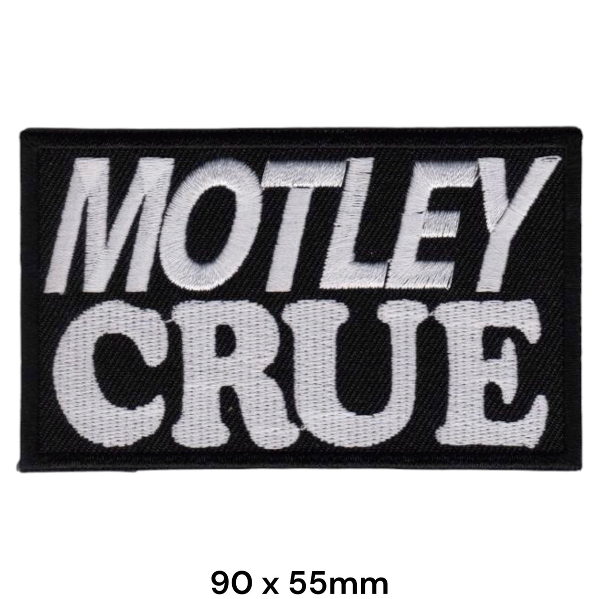 Mötley Crüe Stacked Bold Italic Patch White Silver Black Embroidered 90x55mm
