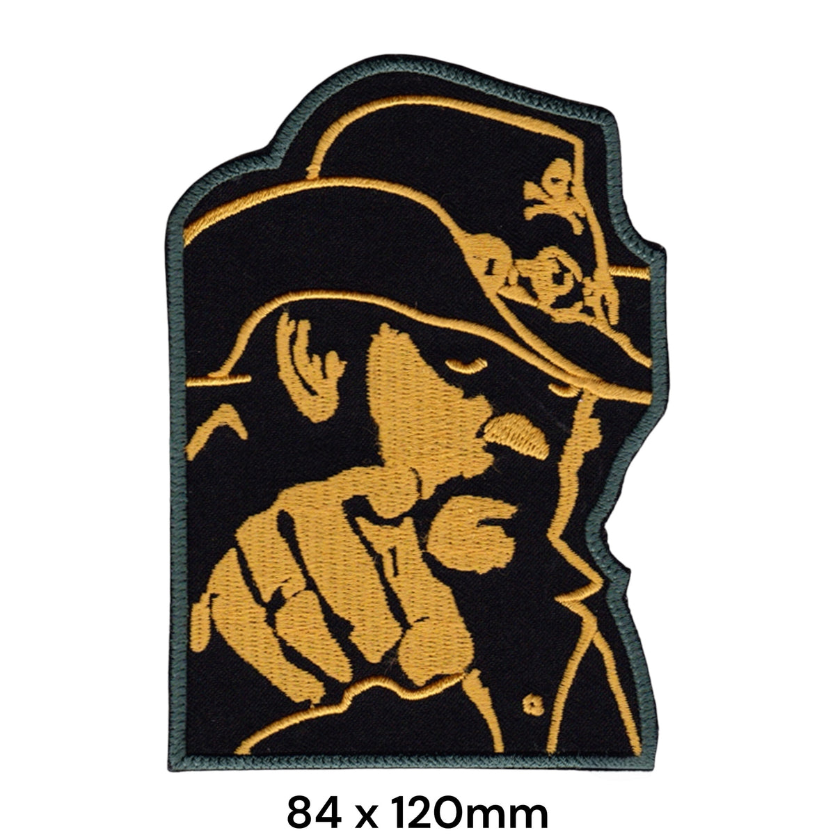 Motörhead Lemmy Portrait Die-Cut Patch Gold Black Embroidered 84x120mm