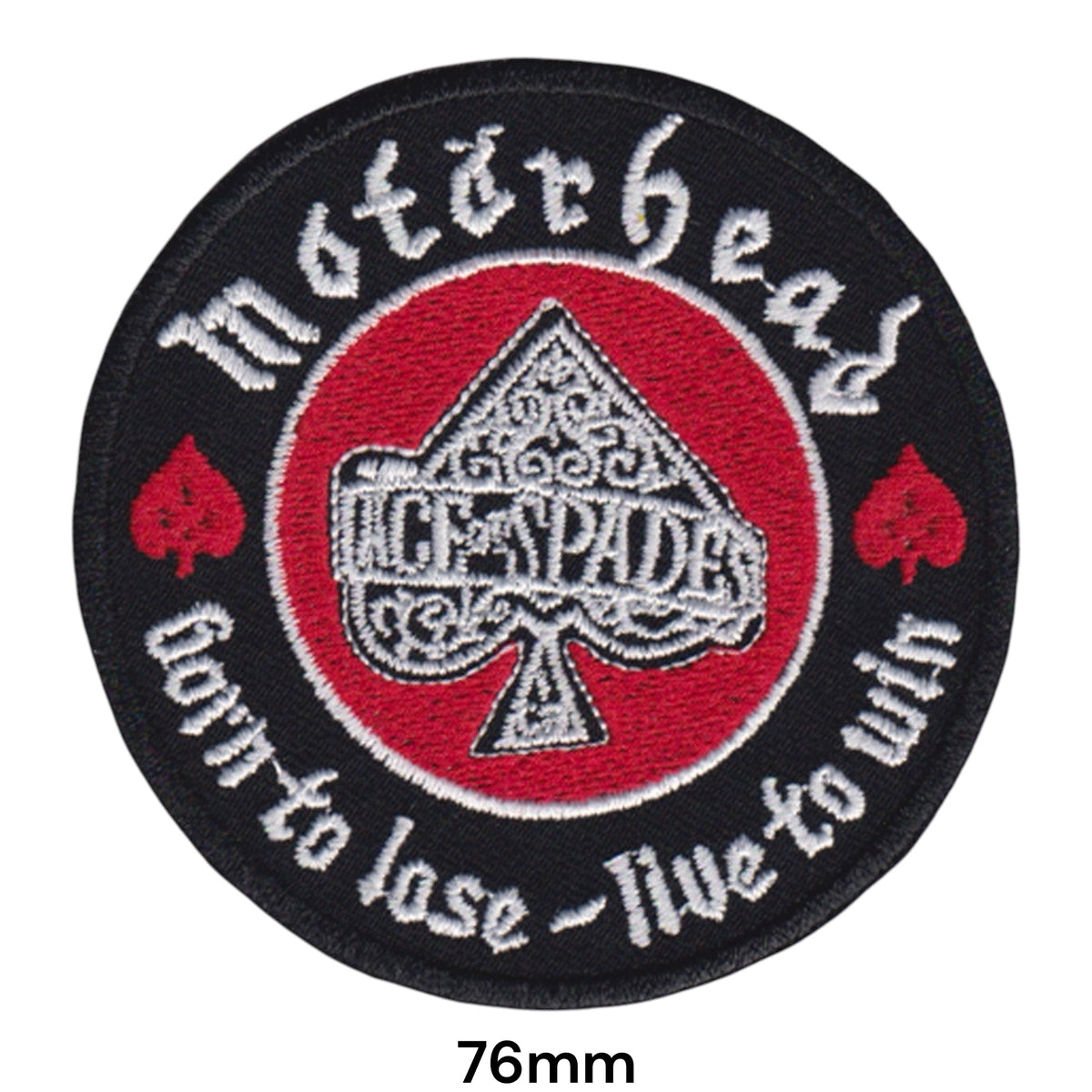Motörhead Ace of Spades Round Patch Black Red White Embroidered 76mm
