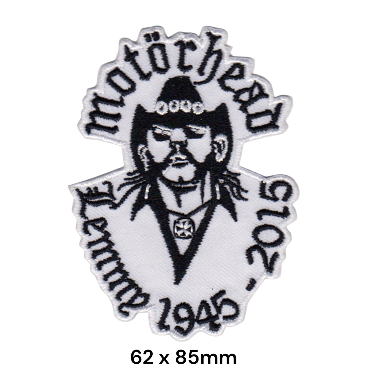 Motörhead Lemmy Memorial Die-Cut Patch White Black 1945-2015 Embroidered 62x85mm