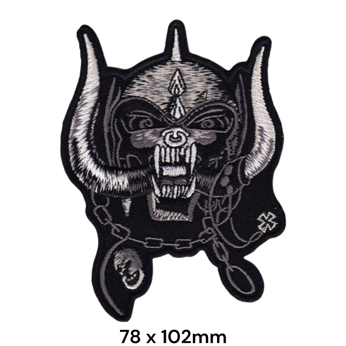 Motörhead Warpig Snaggletooth Die-Cut Patch Silver Grey Black Embroidered 78x102mm