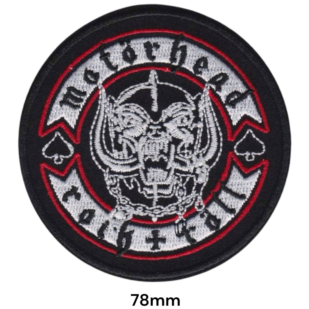 Motörhead Warpig Rock Steady Round Patch Black Red White Embroidered 78mm
