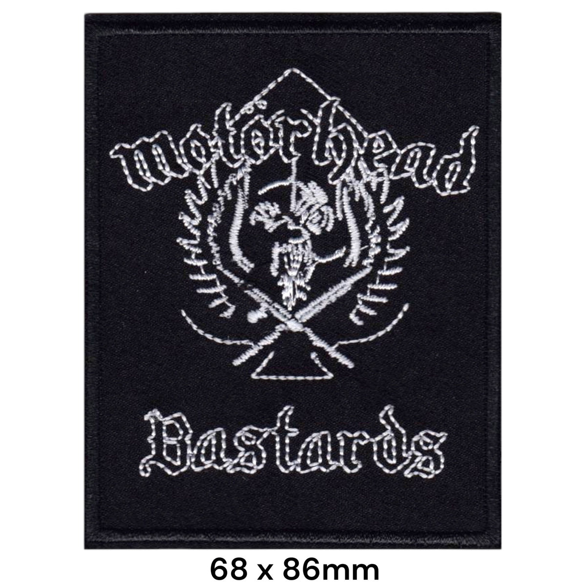 Motörhead Bastards Rectangle Patch White Black Embroidered 68x86mm