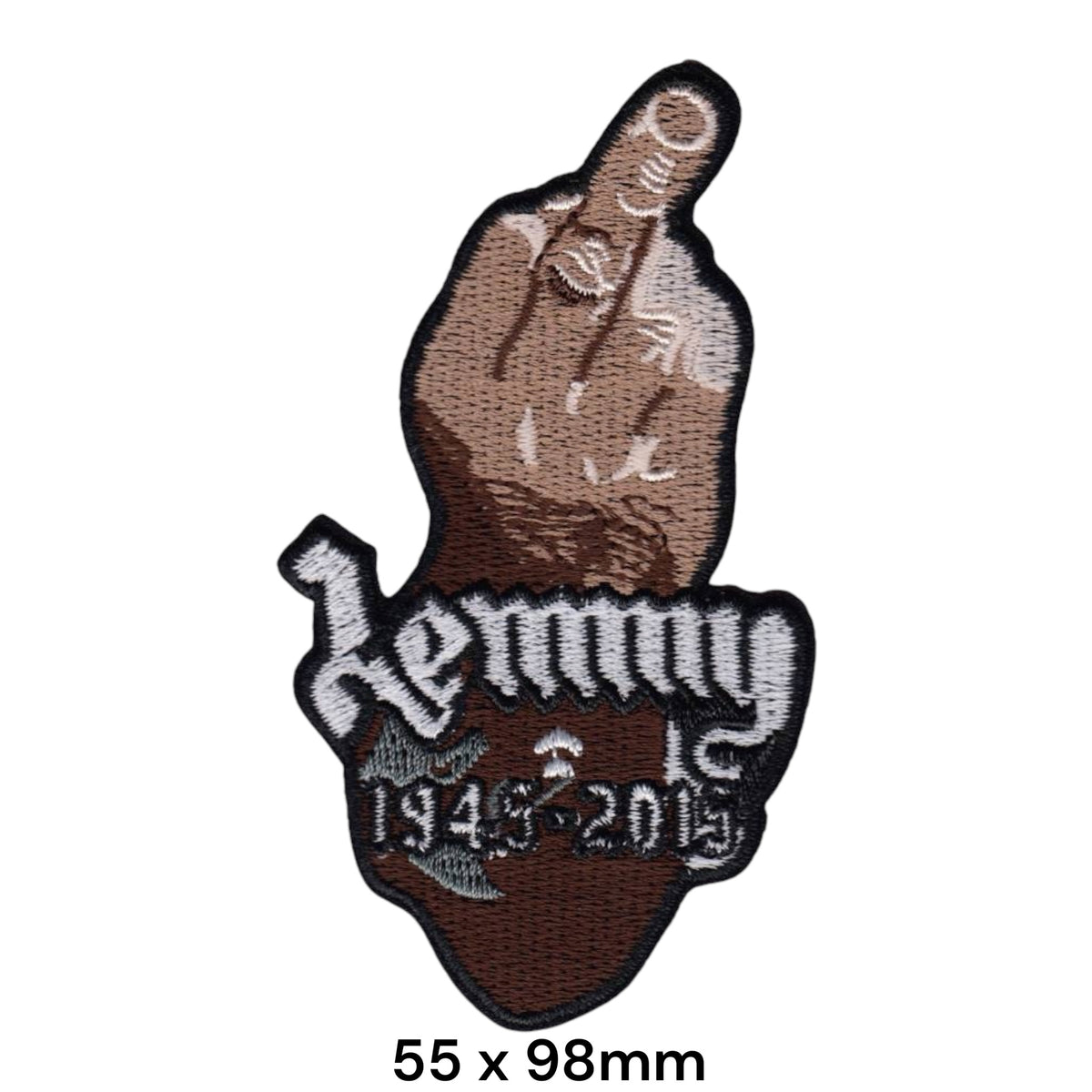 Lemmy Kilmister Middle Finger Memorial Die-Cut Patch Brown Black 1945-2015 Embroidered 55x98mm