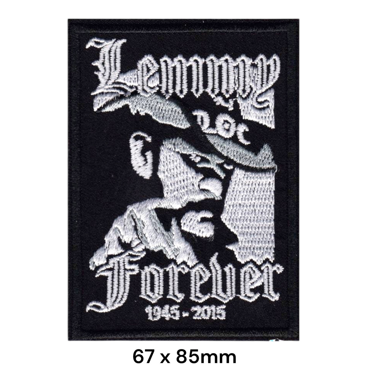 Lemmy Kilmister Forever Memorial Rectangle Patch White Black 1945-2015 Embroidered 67x85mm