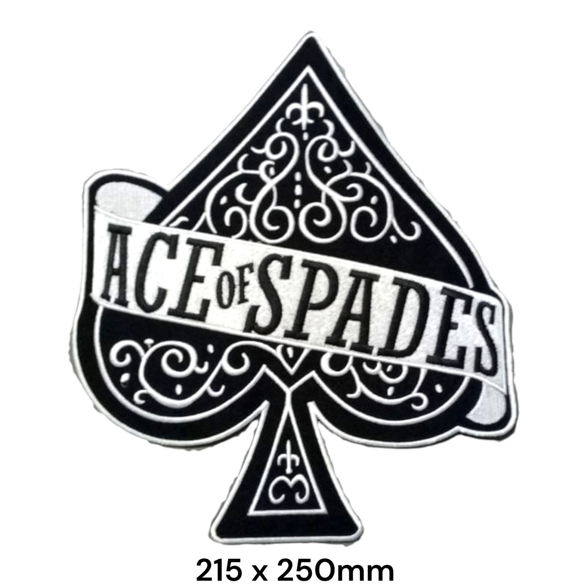 Motörhead Ace of Spades XXL Die-Cut Back Patch Black White Embroidered 215x250mm