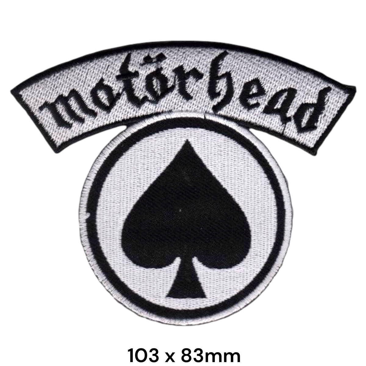 Motörhead Top-Rocker Spade Circle 2-Piece Patch Set White Black Embroidered 103x83mm