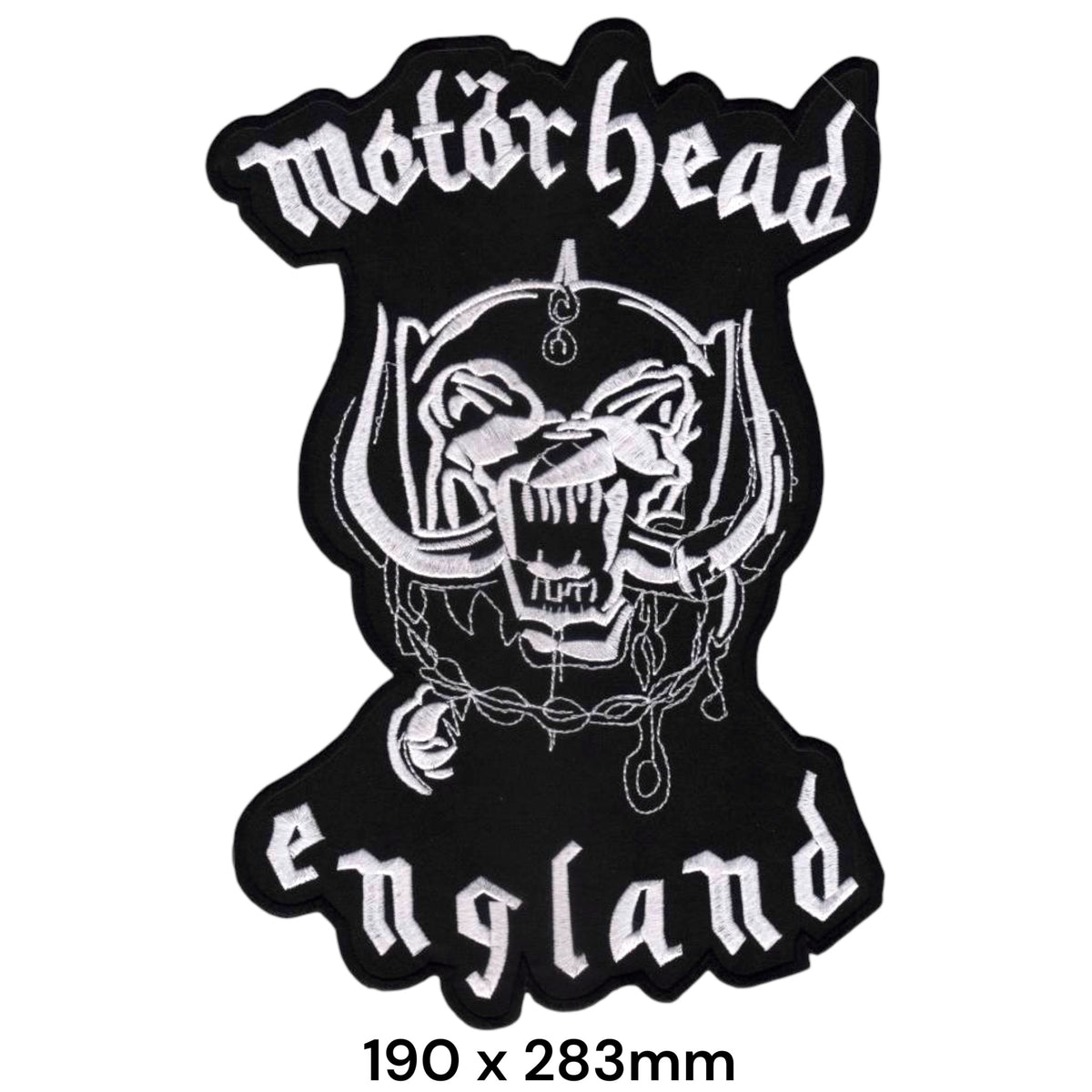 Motörhead England XXL Die-Cut Back Patch Black White Embroidered 190x283mm