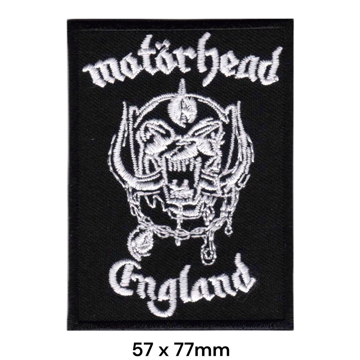 Motörhead England Rectangle Patch Black White Embroidered 57x77mm