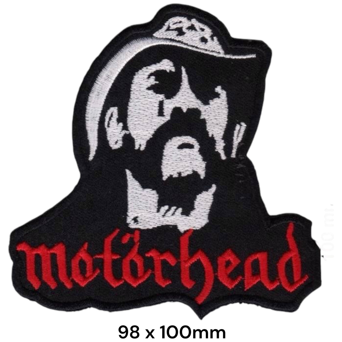 Motörhead Lemmy Kilmister Portrait Die-Cut Patch Black White Red Embroidered 98x100mm