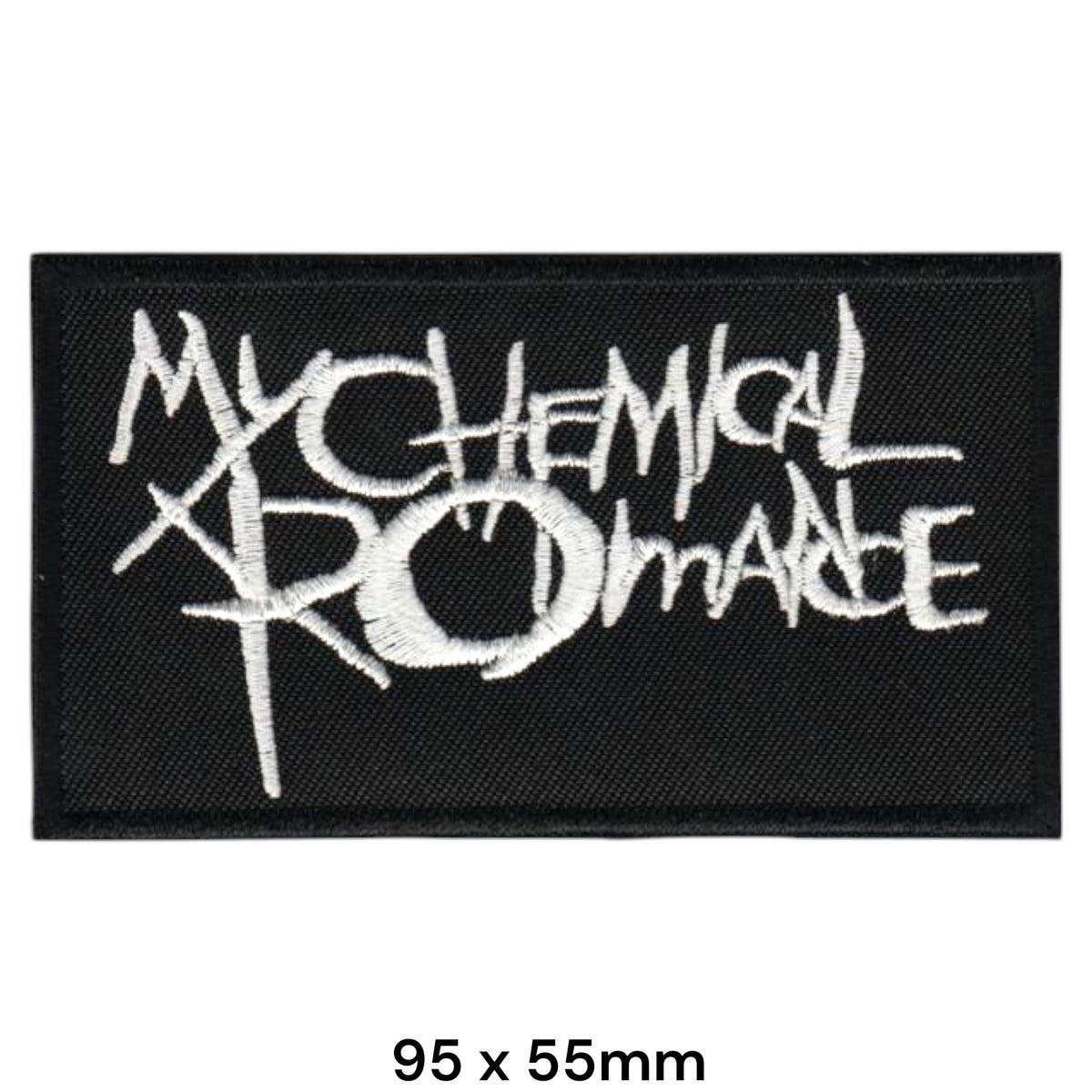 My Chemical Romance Black Parade Logo Name Rectangle Patch Black White Embroidered 95x55mm