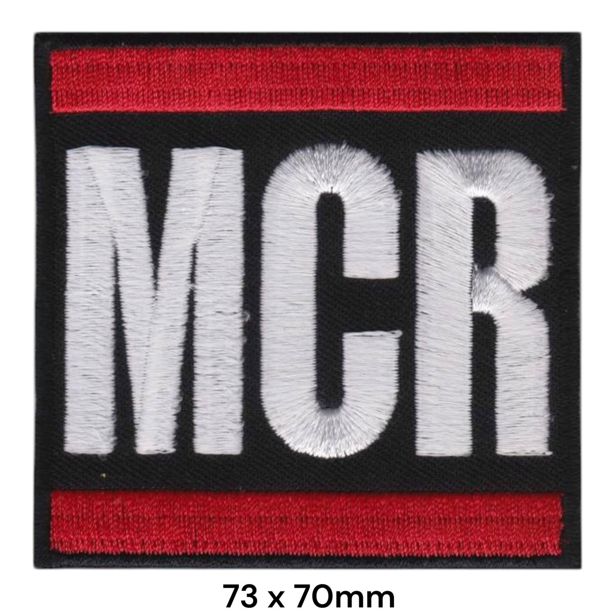 MCR My Chemical Romance Initials Bold Square Patch Black White Red Embroidered 73x70mm