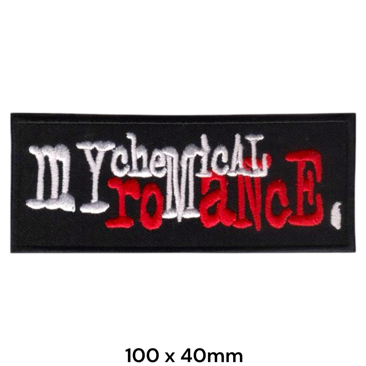 My Chemical Romance Two-Tone Logo Rectangle Patch Black White Red Embroidered 100x40mm