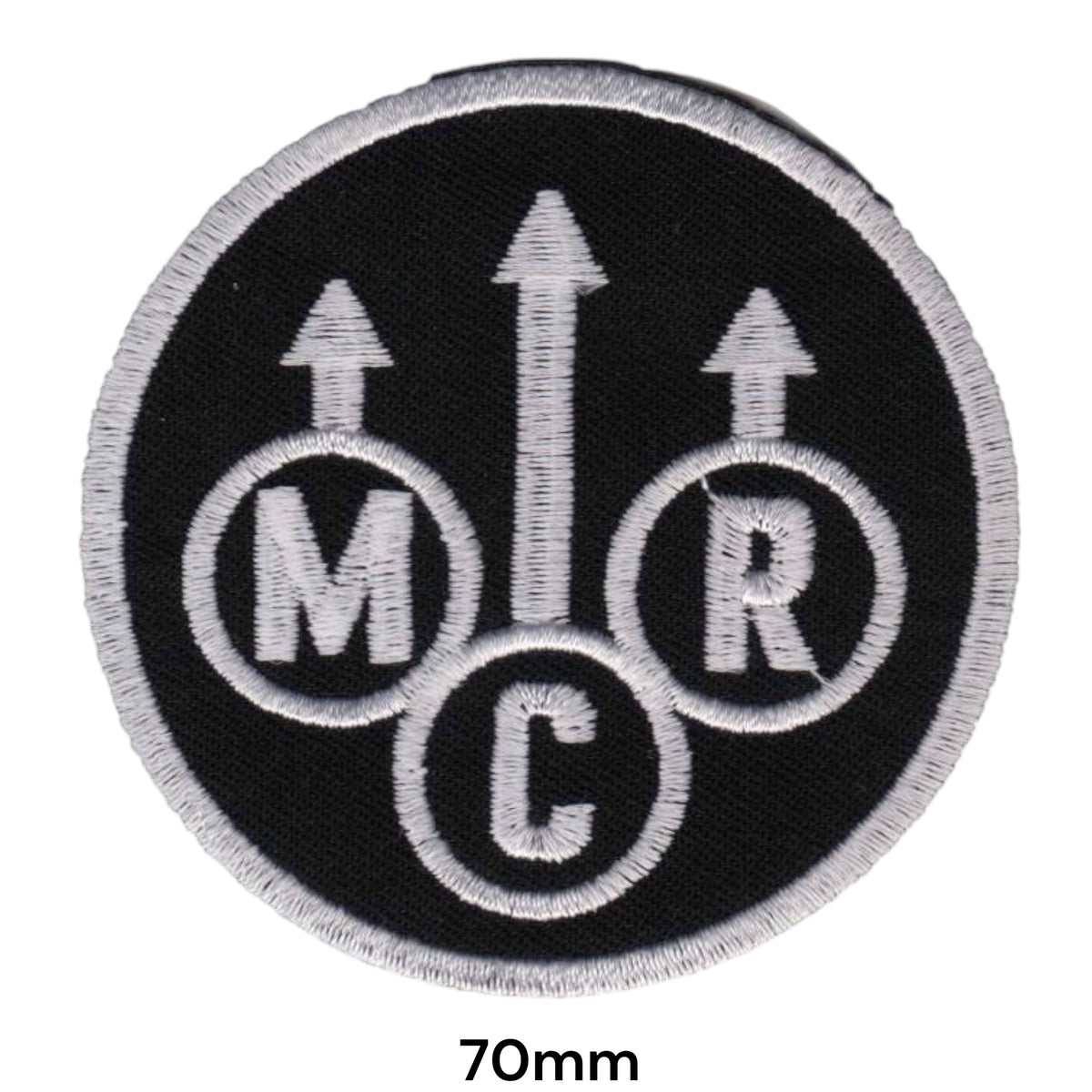MCR My Chemical Romance Arrow Circle Logo Round Patch Black Silver Embroidered 70mm