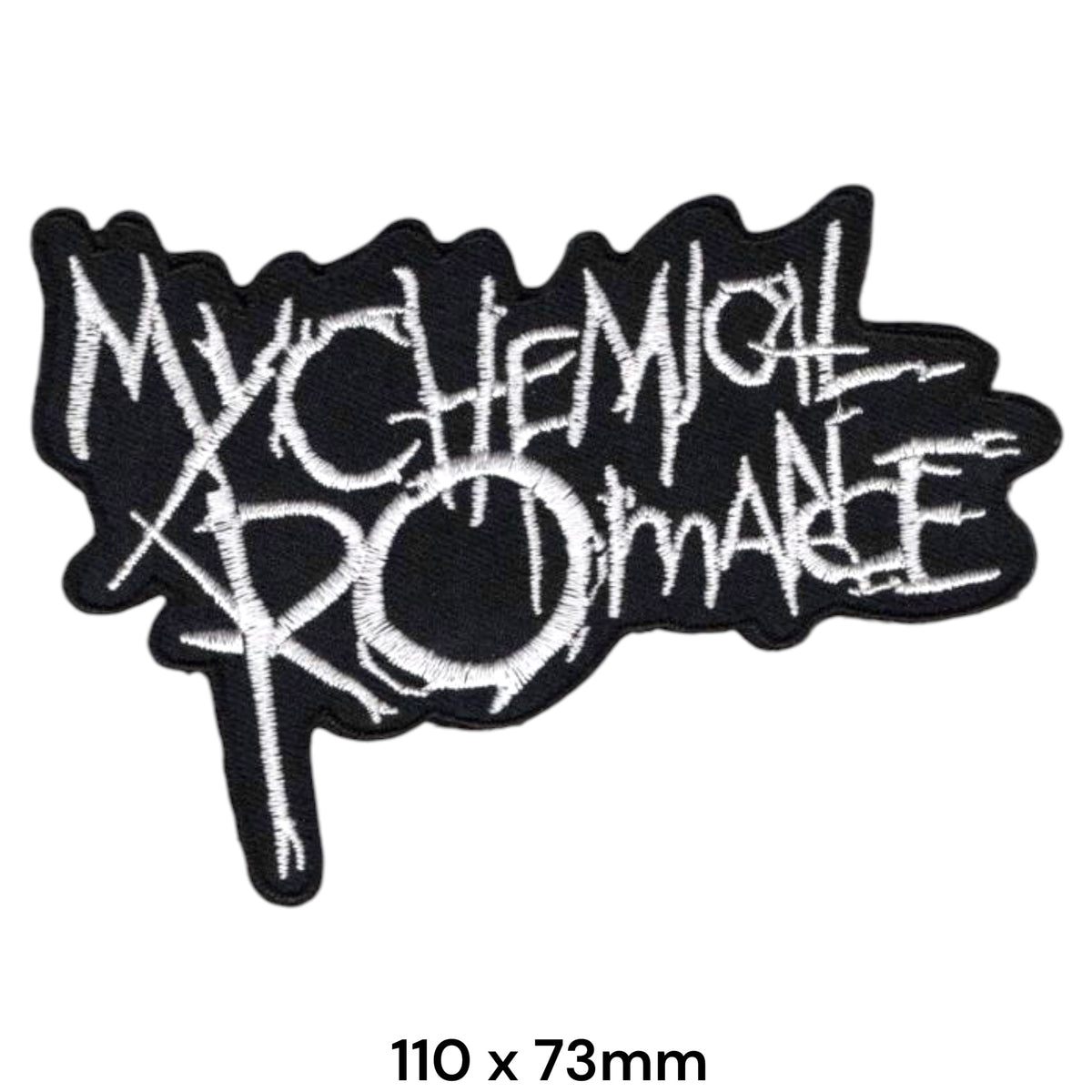 My Chemical Romance Scratch Logo Die-Cut Patch Black White Embroidered 110x73mm
