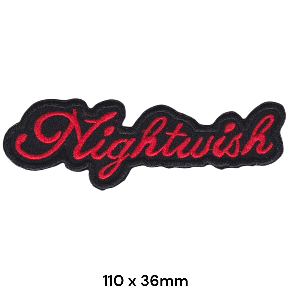 Nightwish Script Logo Die-Cut Patch Black Red Embroidered 110x36mm
