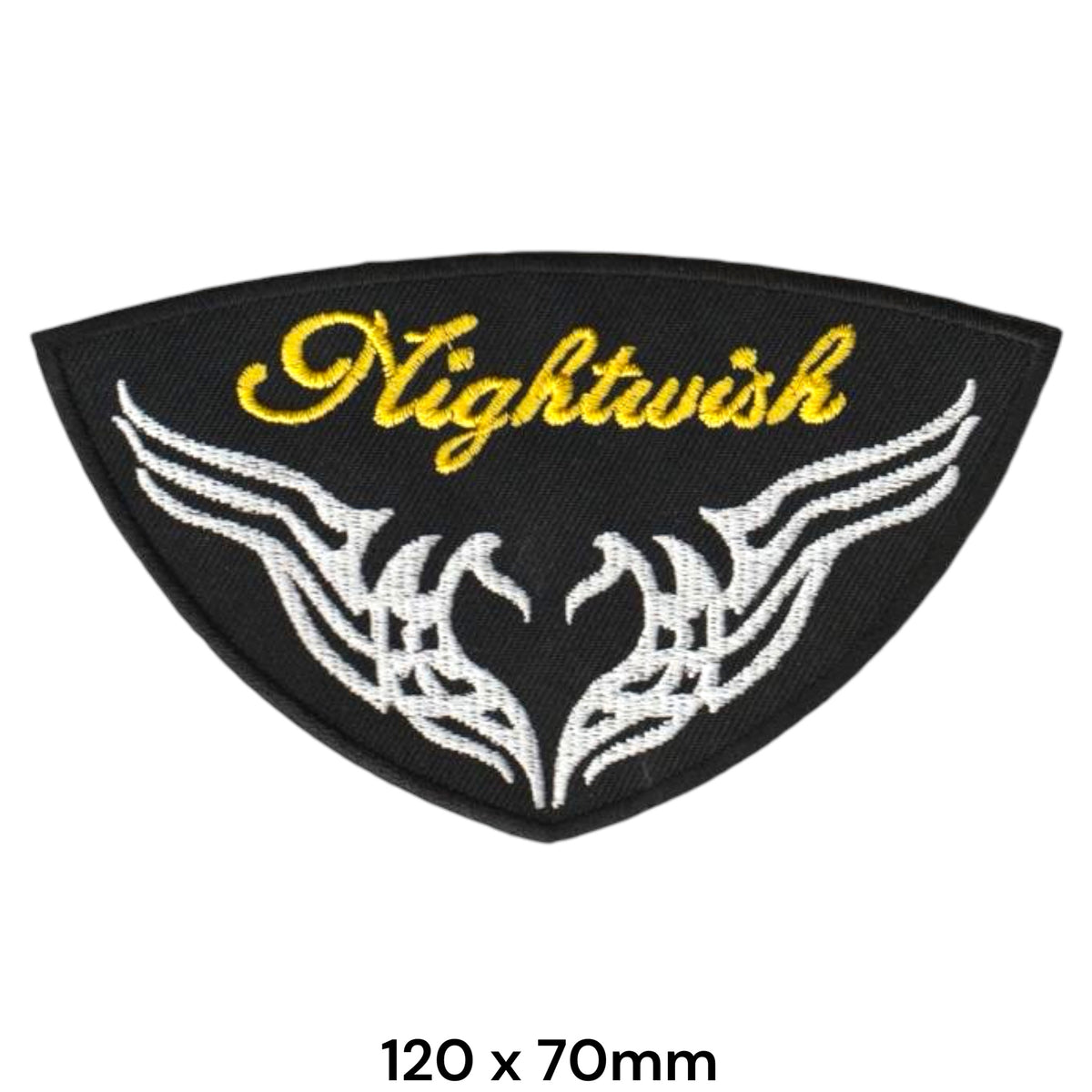 Nightwish Tribal Wings Half-Moon Patch Black White Yellow Embroidered 120x70mm