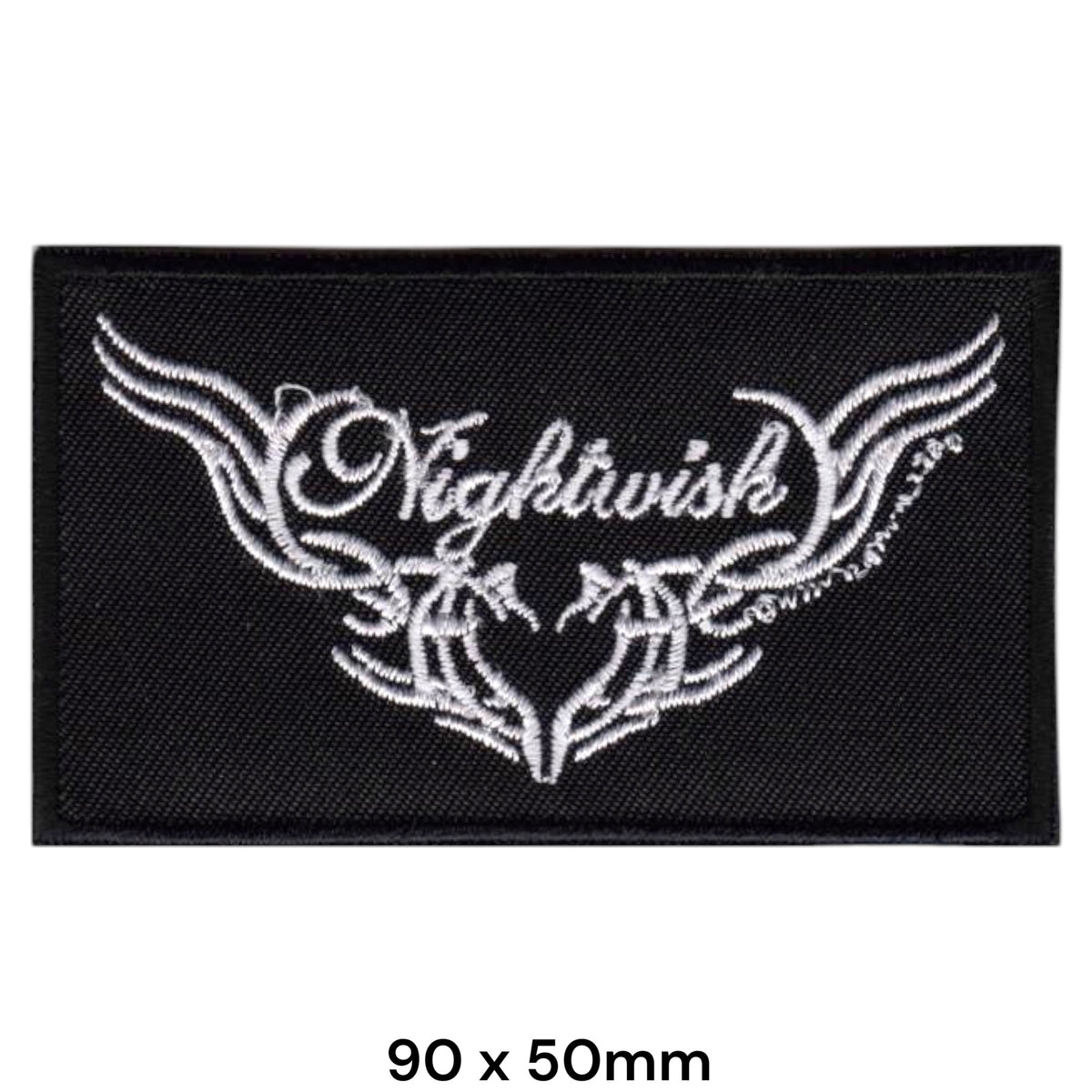 Nightwish Tribal Wings Rectangle Patch Black White Embroidered 90x50mm
