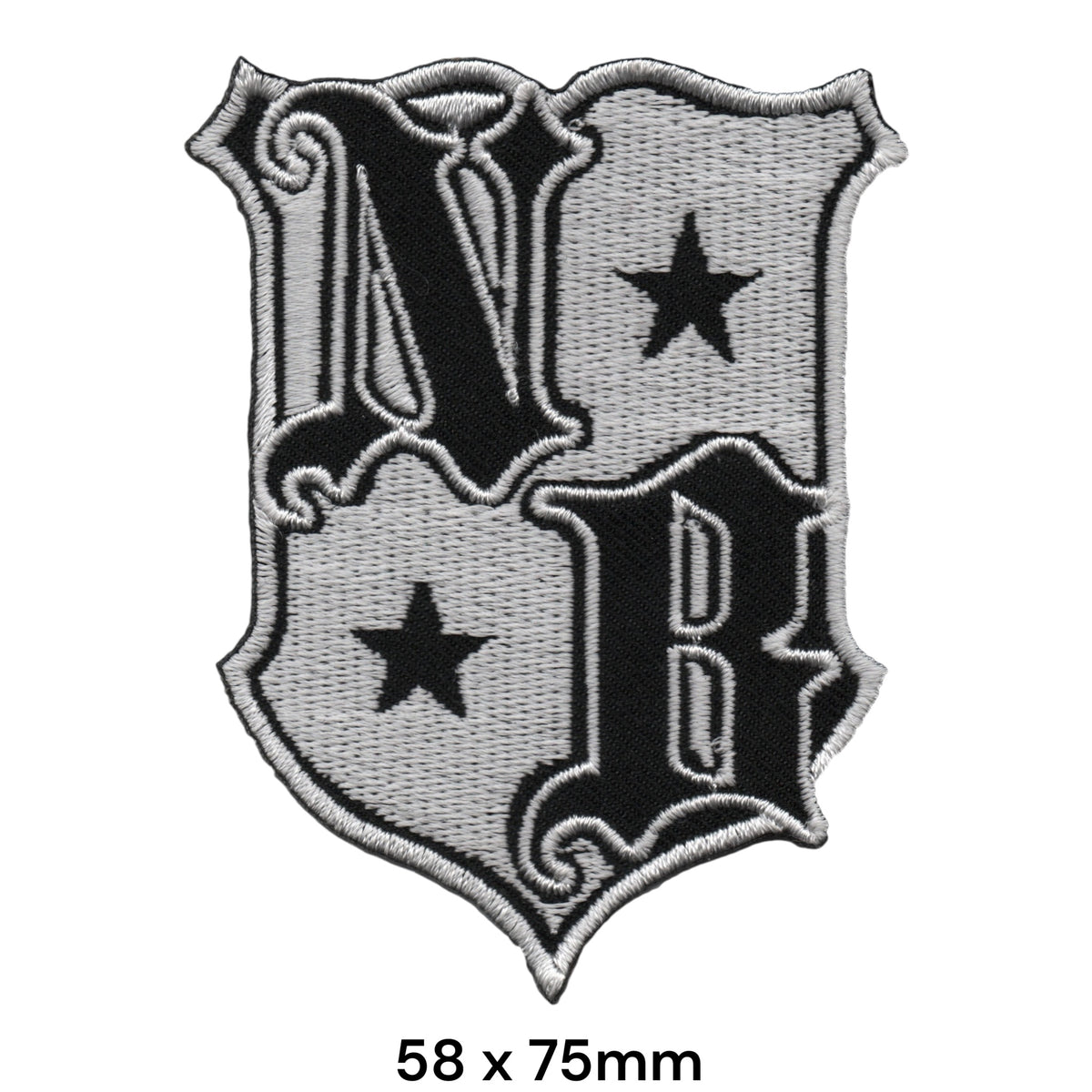 Nickelback NB Crest Shield Patch Black Silver Grey Stars Embroidered 58x75mm