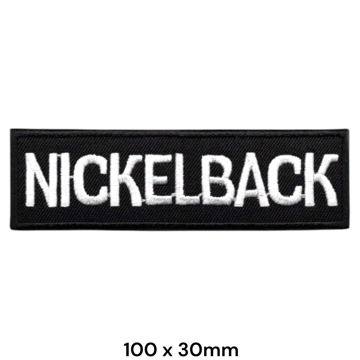 Nickelback Text Logo Rectangle Patch Black White Embroidered 100x30mm