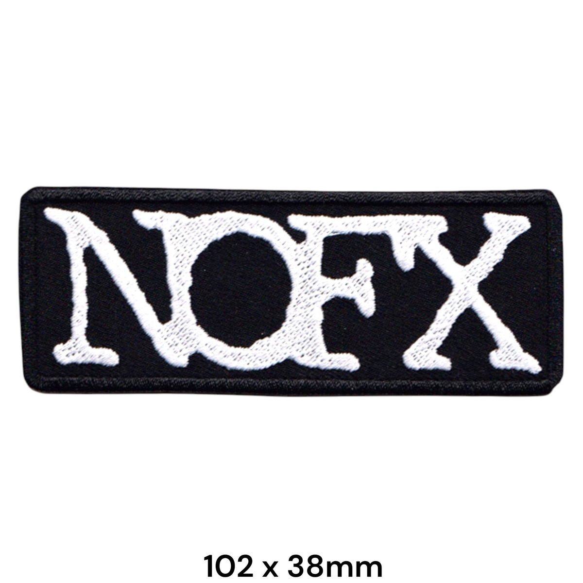 NOFX Text Logo Rectangle Patch Black White Embroidered 102x38mm