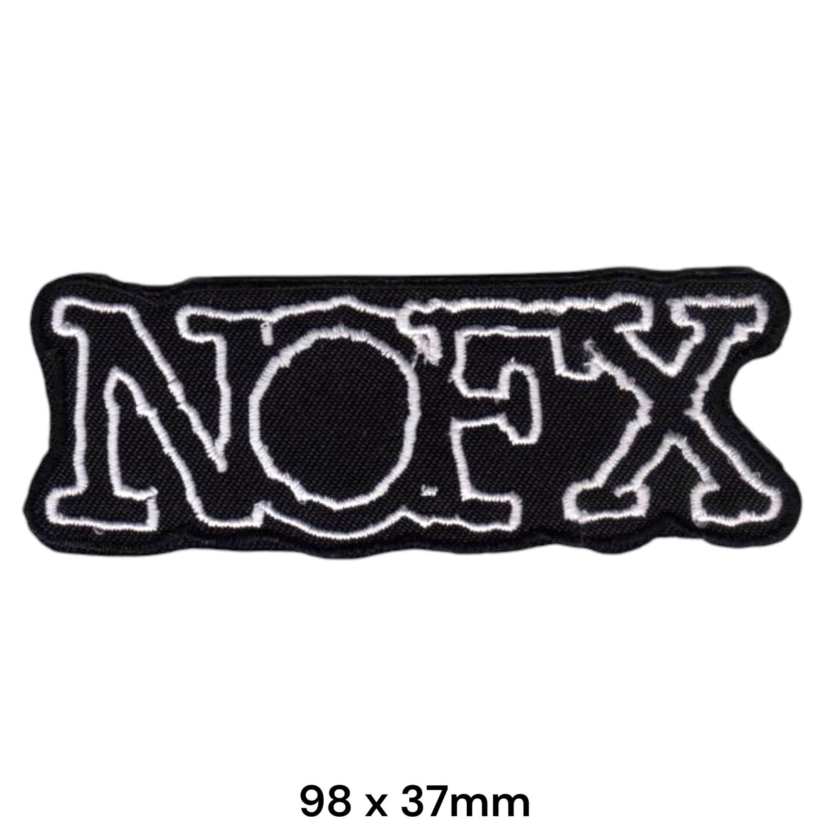 NOFX Logo Die-Cut Patch Black White Outline Embroidered 98x37mm