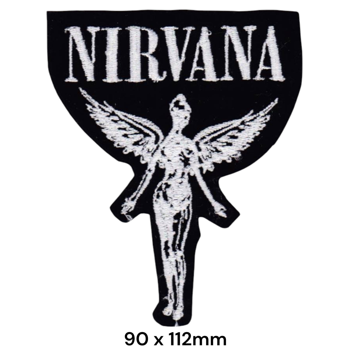 Nirvana In Utero Angel Die-Cut Patch Black White Embroidered 90x112mm
