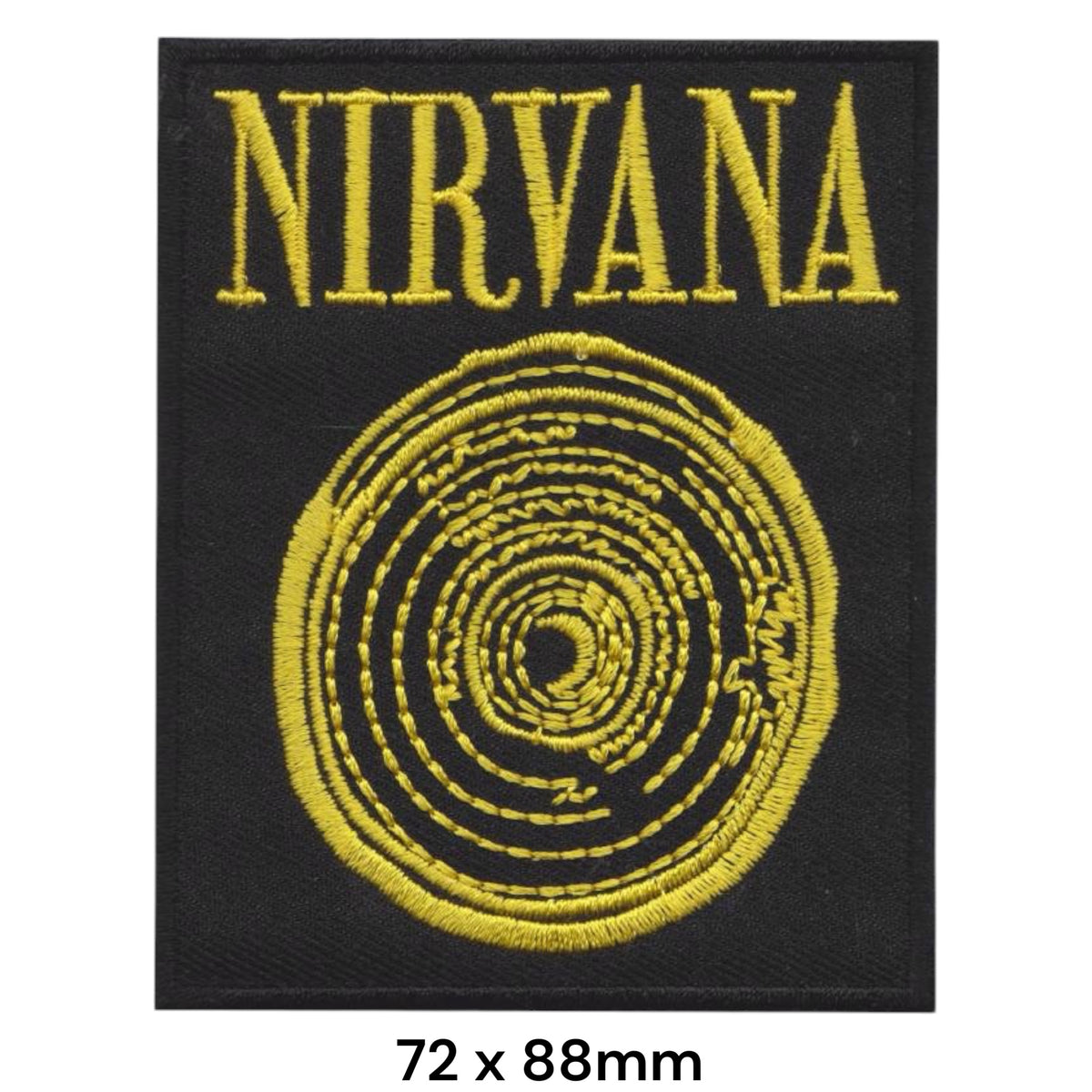 Nirvana Vestibule Spiral Rectangle Patch Gold Yellow Black Embroidered 72x88mm