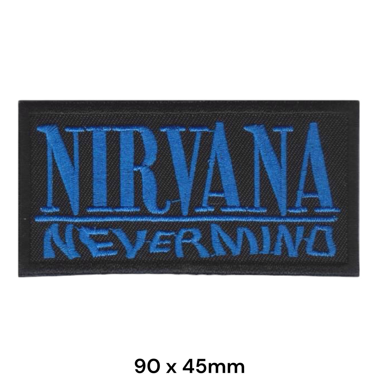 Nirvana Nevermind Rectangle Patch Blue Black Embroidered 90x45mm