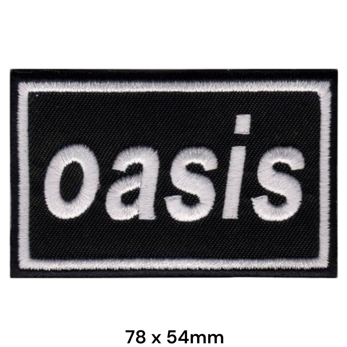 Oasis Box Logo Rectangle Patch White Black Embroidered 78x54mm