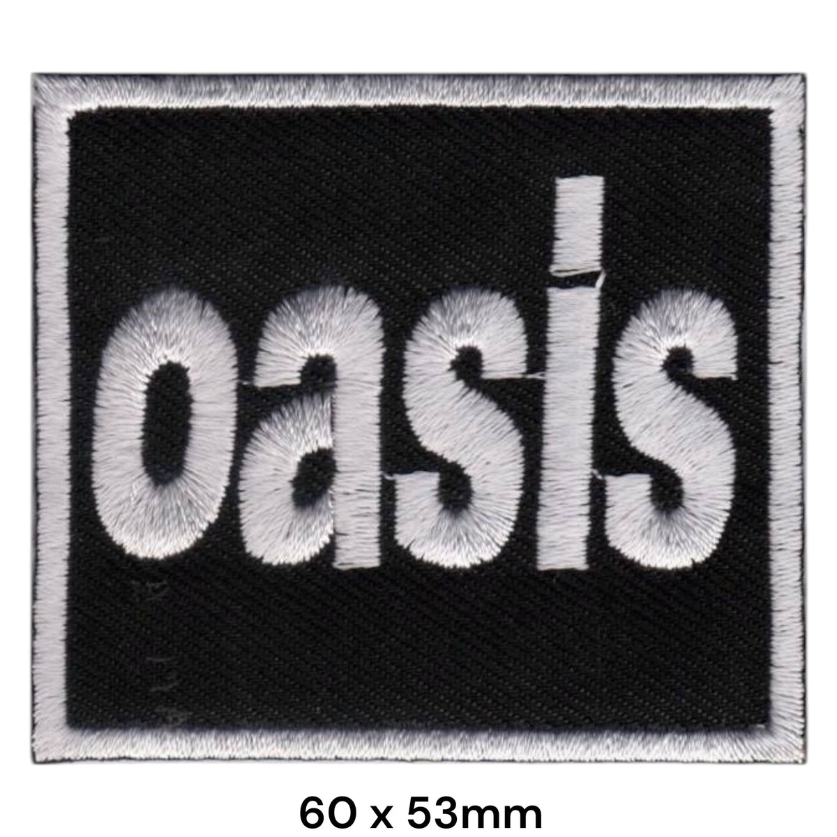 Oasis Logo Square Patch White Black Embroidered 60x53mm