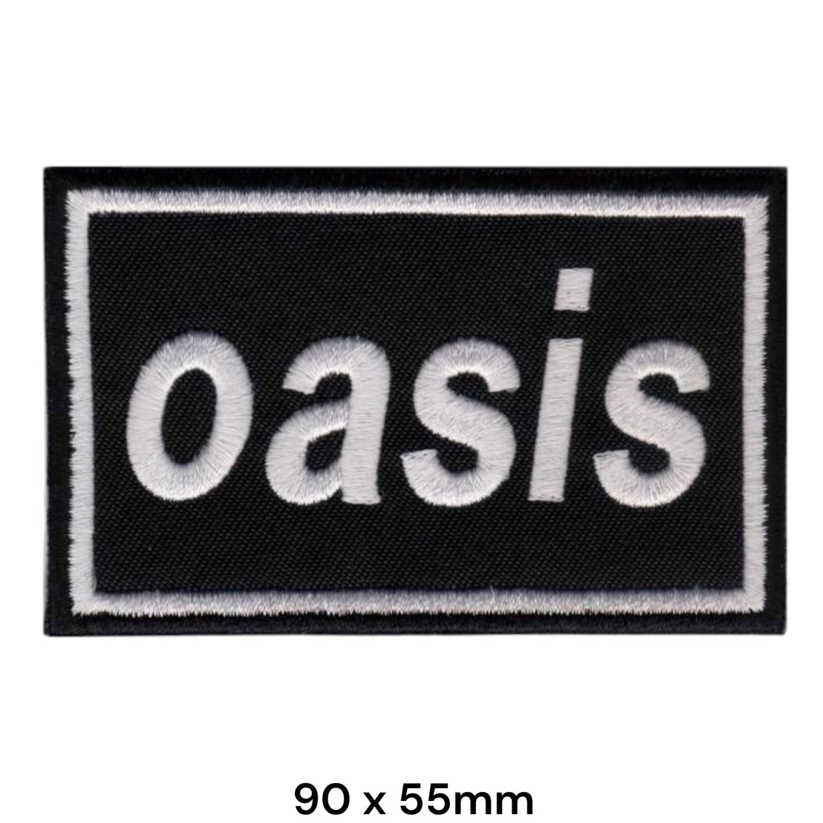 Oasis Box Logo Rectangle Patch White Black Large Embroidered 90x55mm