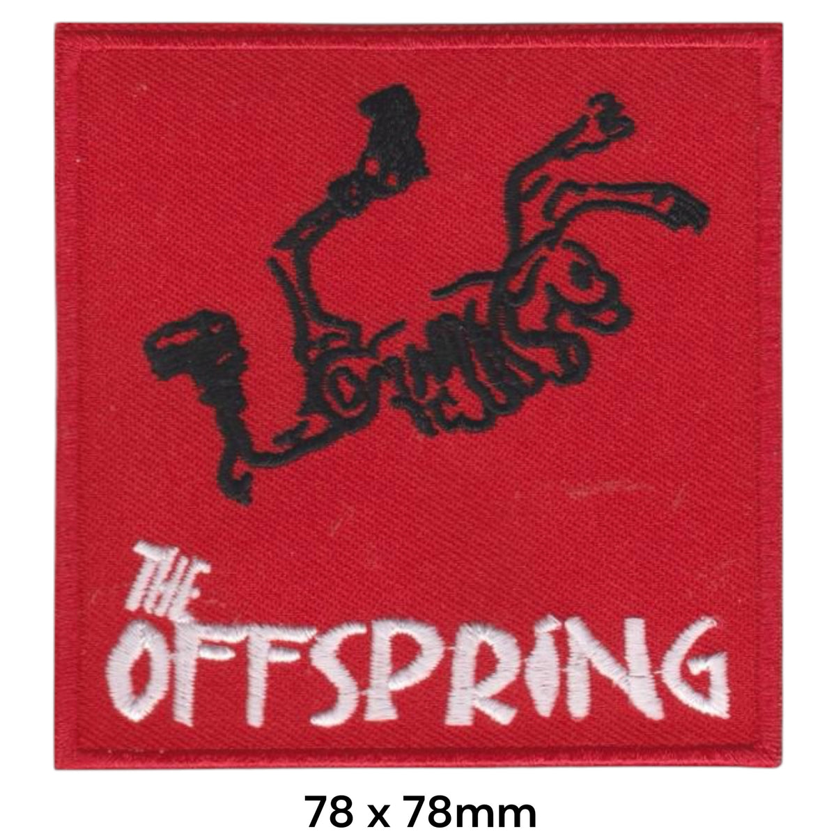 The Offspring Skydiver Skeleton Square Patch White Black Red Embroidered 78x78mm