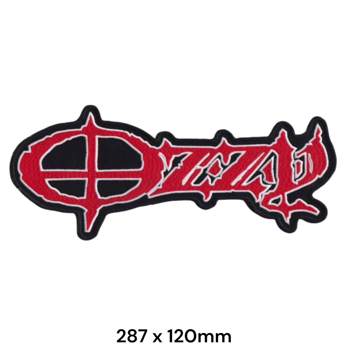 Ozzy Osbourne Logo Die-Cut Large Back Patch Red Black White Embroidered 287x120mm
