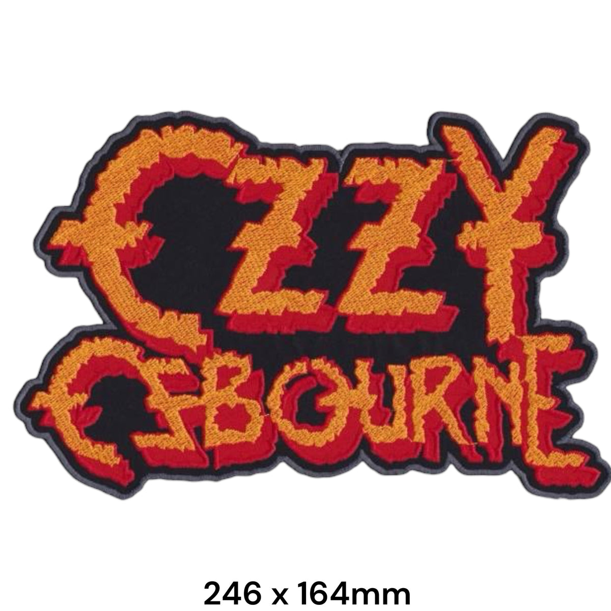 Ozzy Osbourne Full Name Die-Cut Large Back Patch Orange Red Black Embroidered 246x164mm