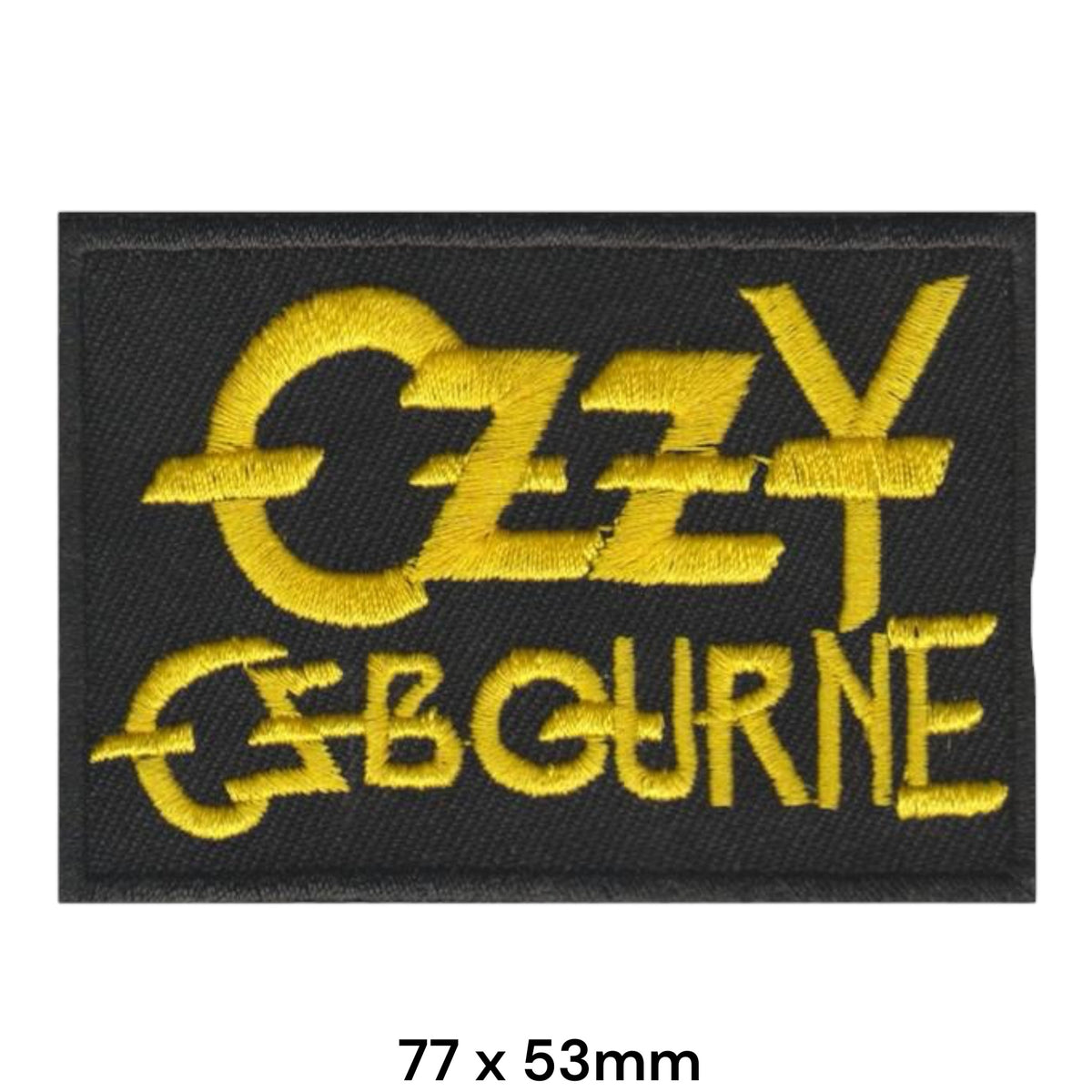 Ozzy Osbourne Full Name Rectangle Patch Yellow Black Embroidered 77x53mm