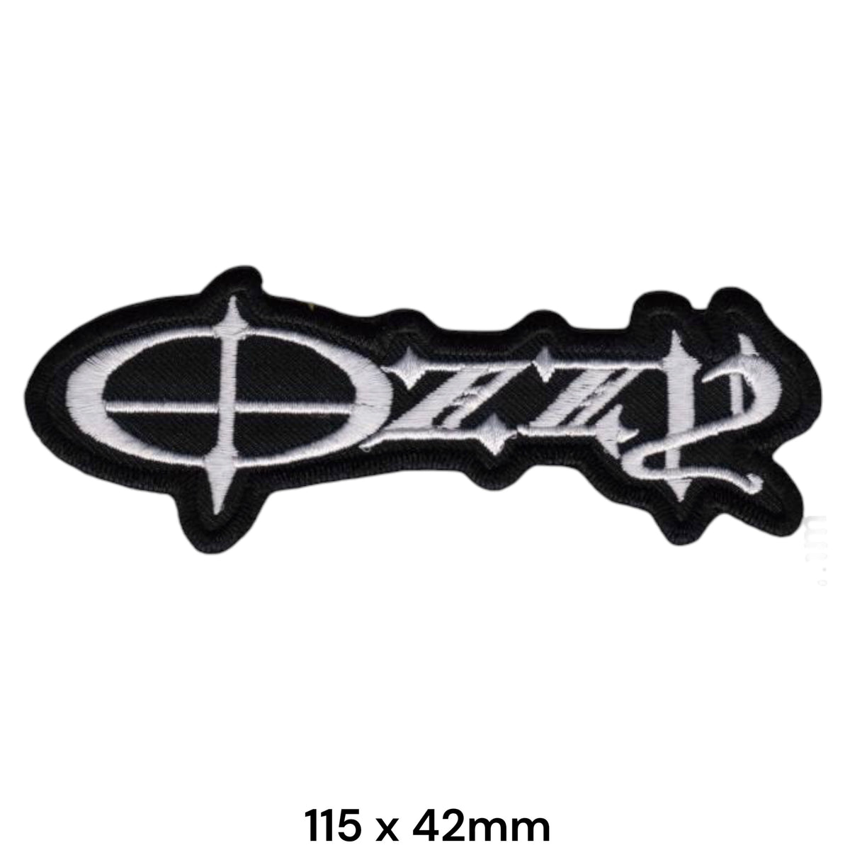 Ozzy Osbourne OZZY Logo Die-Cut Patch White Black Embroidered 115x42mm