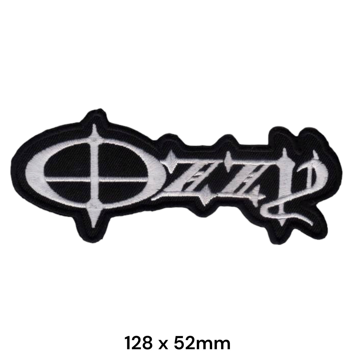 Ozzy Osbourne OZZY Logo Die-Cut Patch Silver Black Embroidered 128x52mm