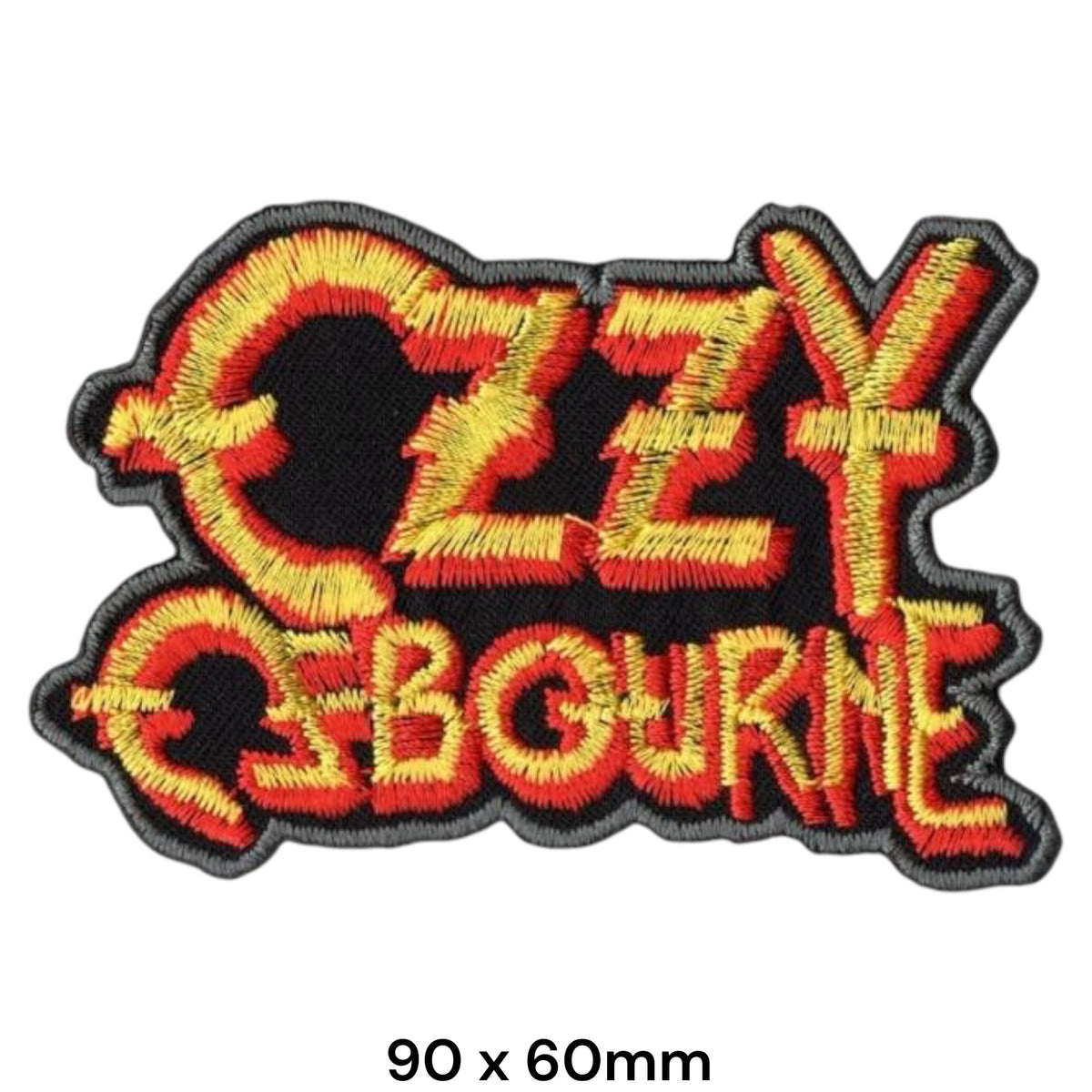 Ozzy Osbourne Full Name Lava Die-Cut Patch Yellow Red Black Embroidered 90x60mm