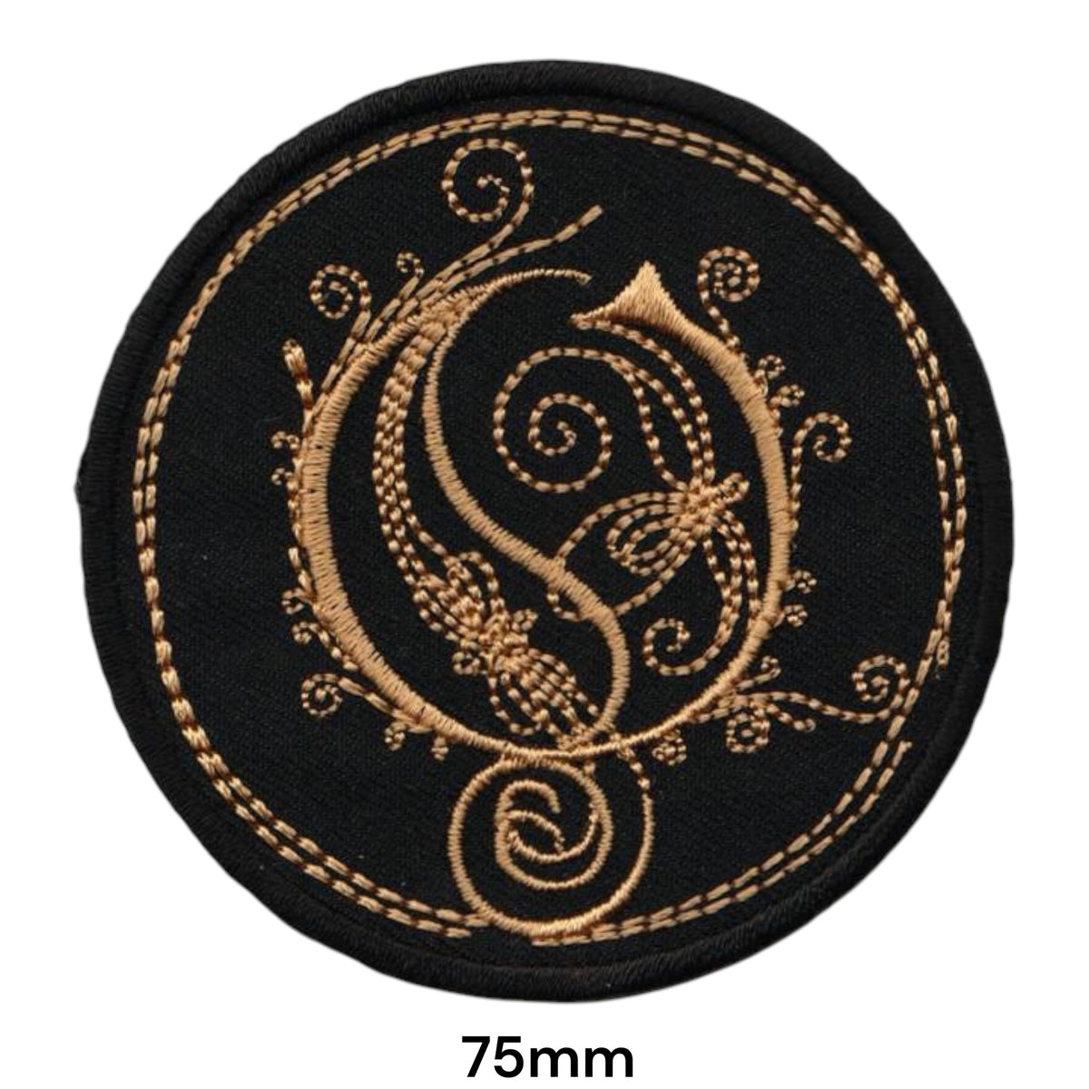Opeth Ornate O Logo Round Patch Gold Black Embroidered 75mm