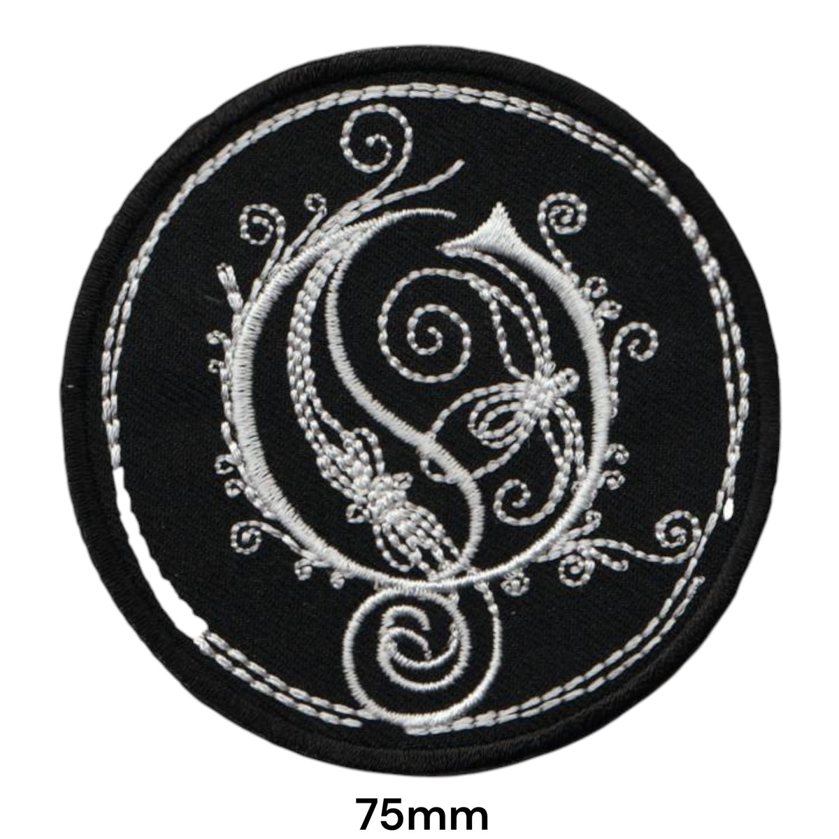 Opeth Ornate O Logo Round Patch White Silver Black Embroidered 75mm
