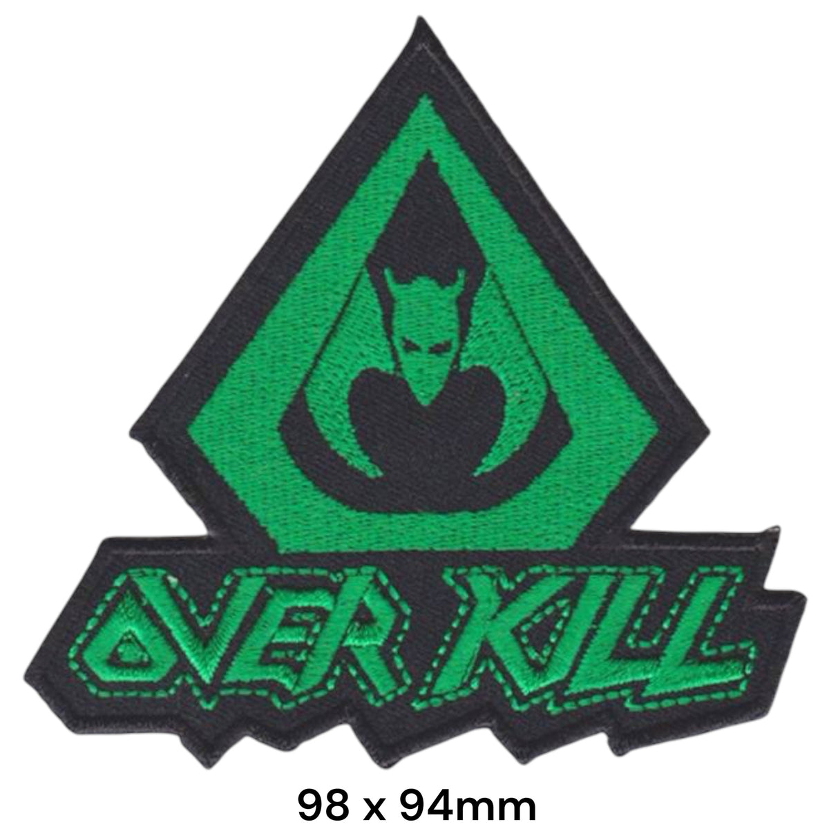 Overkill Skull Diamond Logo Die-Cut Patch Green Black Embroidered 98x94mm