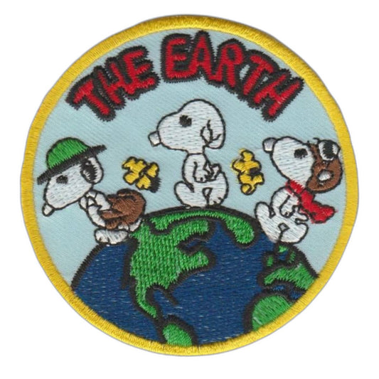 Snoopy The Earth Iron-On Patch - Eco-Friendly Embroidered Design