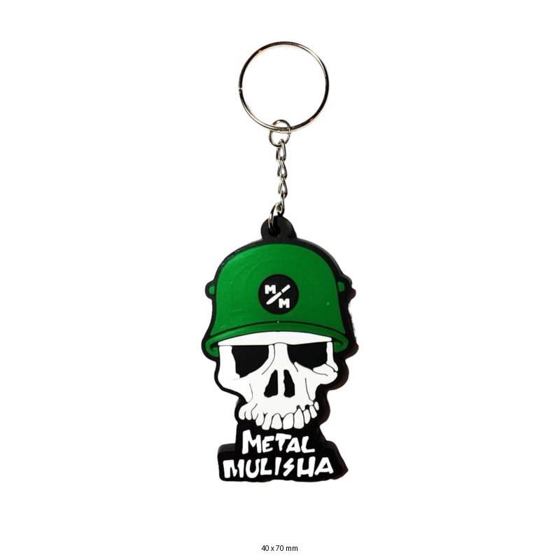 Metal Mulisha Skull Keychain | Green Helmet Design