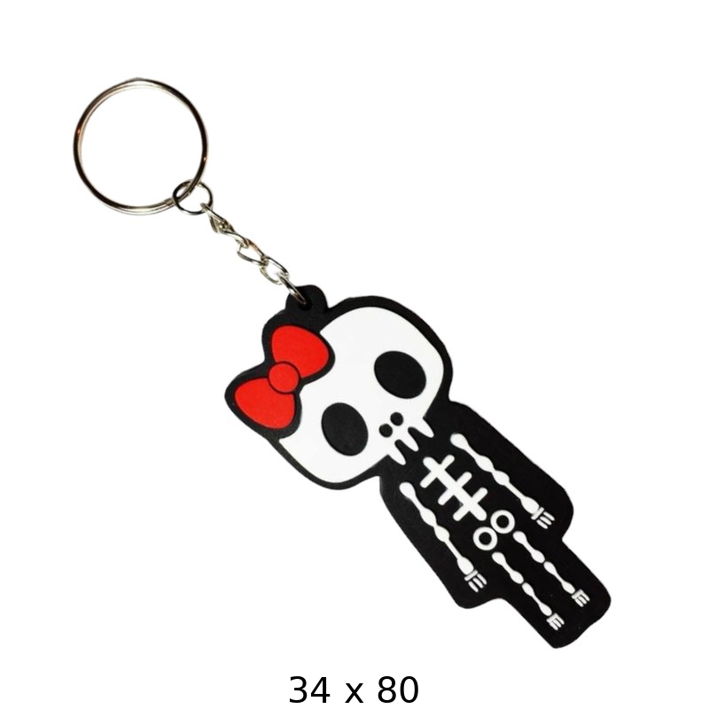 Cute Skeleton Keychain with Bow Design
